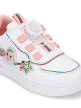 White Pink PU Stylish Rotating Button Sneakers For Kids-Unisex (TC-RS3621-WHTPNK)