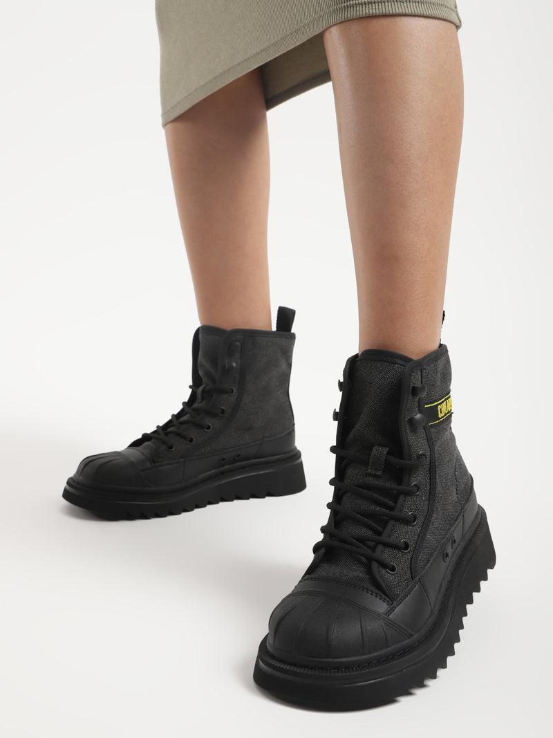 Black canvas ankle boots online