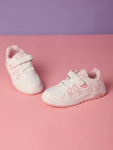 White Pink PU Stylish Velcro Sneakers For Kids-Unisex (TC-RS3649-A-WHTPNK)