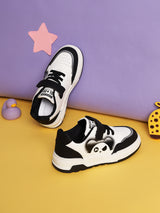 White Black PU Stylish Velcro Sneakers For Kids-Unisex (TC-RS3649-B-WHTBLK)