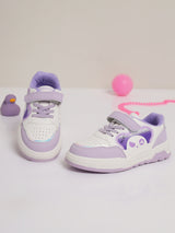 White Purple PU Stylish Velcro Sneakers For Kids-Unisex (TC-RS3649-B-WHTPUR)