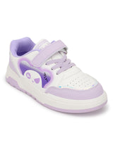 White Purple PU Stylish Velcro Sneakers For Kids-Unisex (TC-RS3649-B-WHTPUR)