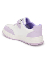 White Purple PU Stylish Velcro Sneakers For Kids-Unisex (TC-RS3649-B-WHTPUR)