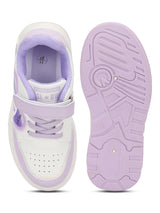 White Purple PU Stylish Velcro Sneakers For Kids-Unisex (TC-RS3649-B-WHTPUR)