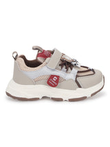 Beige Khaki PU Stylish Velcro Sneakers For Kids-Unisex (TC-RS3649-BEIGKHA)