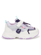 White Purple PU Stylish Velcro Sneakers For Kids-Unisex (TC-RS3649-WHTPUR)