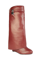 Burgundy Synthetic Leather High-End-Fashion Stylish Knee Boots (TC-RS3670-BUR)