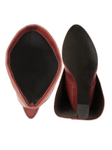 Burgundy Synthetic Leather High-End-Fashion Stylish Knee Boots (TC-RS3670-BUR)