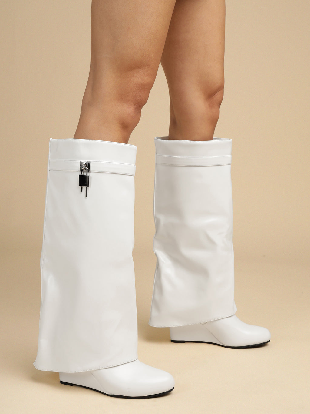 White PU High-End-Fashion Stylish Knee Boots (TC-RS3670-WHT