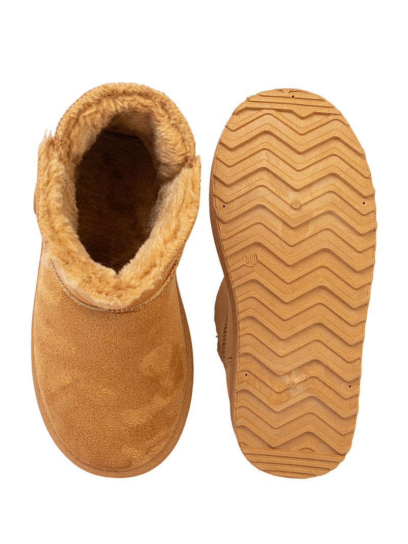Camel Suede Winter Stylish Ankle Boots For Kids-Unisex (TC-RS3685-CML)