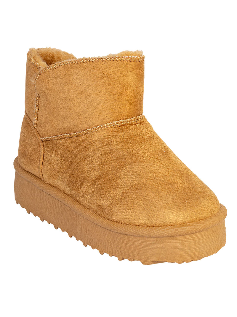 Camel Suede Winter Stylish Ankle Boots For Kids-Unisex (TC-RS3687-CML)