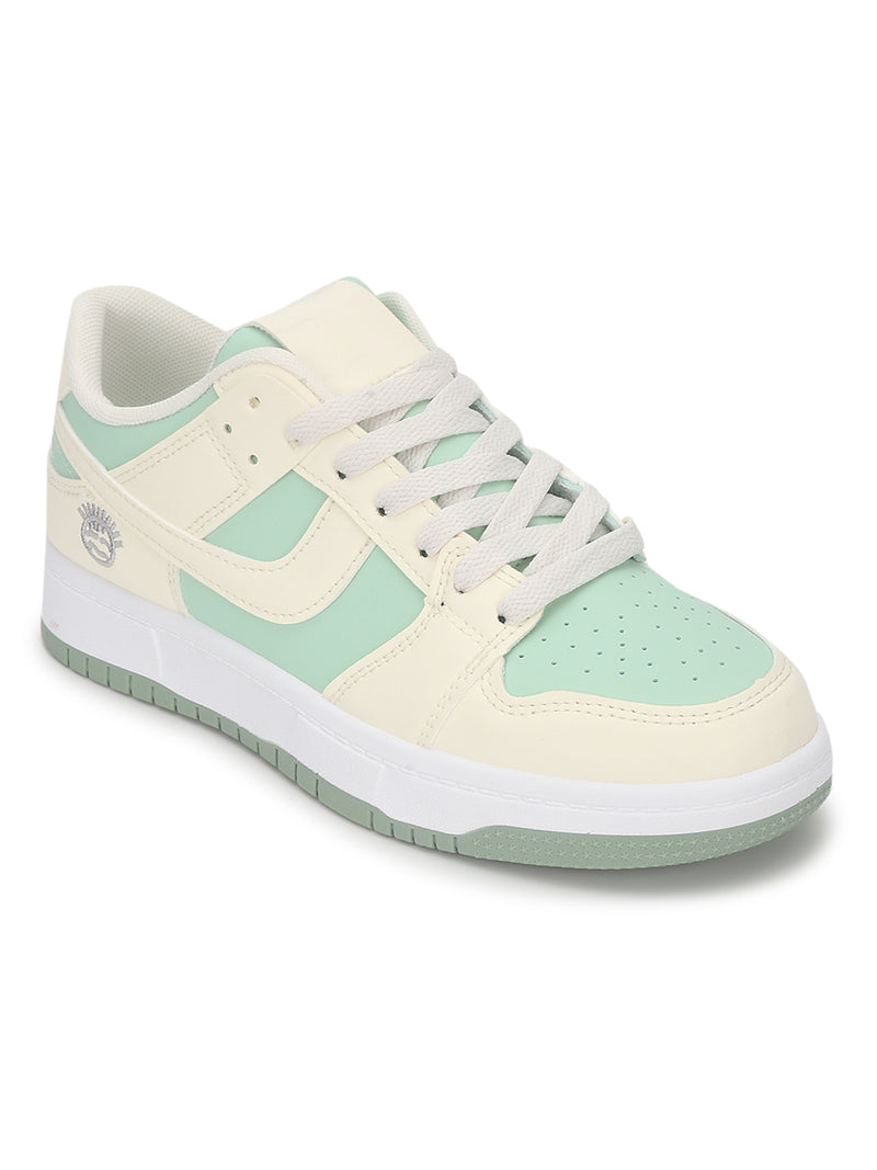 Beige Green PU Stylish Lace-Up Sneakers (TC-RS3694-BEIGRN)