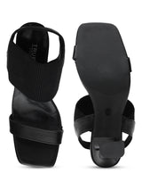 Black PU Block Stylish Sandals (TC-RS3699-BLK)