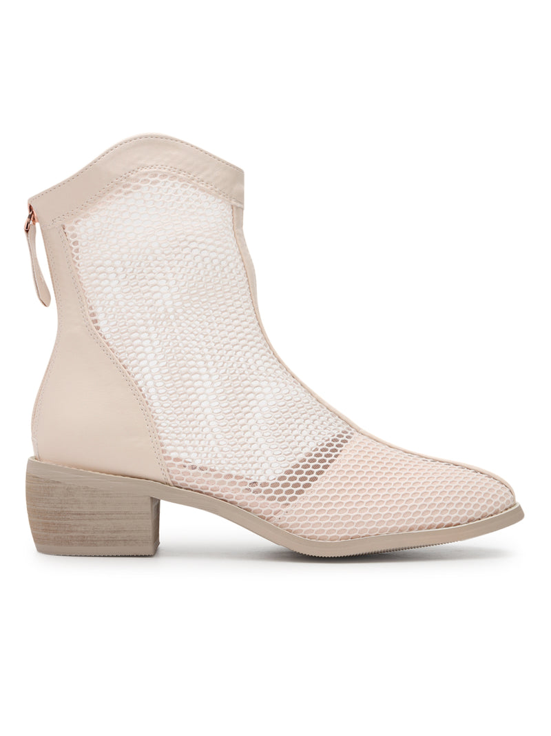 Off White Mesh Summer Breathable Ankle Boots (TC-RS3701-OWHT)