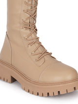 Khaki PU High-End-Fashion Stylish Long Boots (TC-RS3702-KHA)