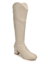 Off White PU High-End-Fashion Stylish Long Boots (TC-RS3704-OWHT)