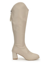 Off White PU High-End-Fashion Stylish Long Boots (TC-RS3704-OWHT)