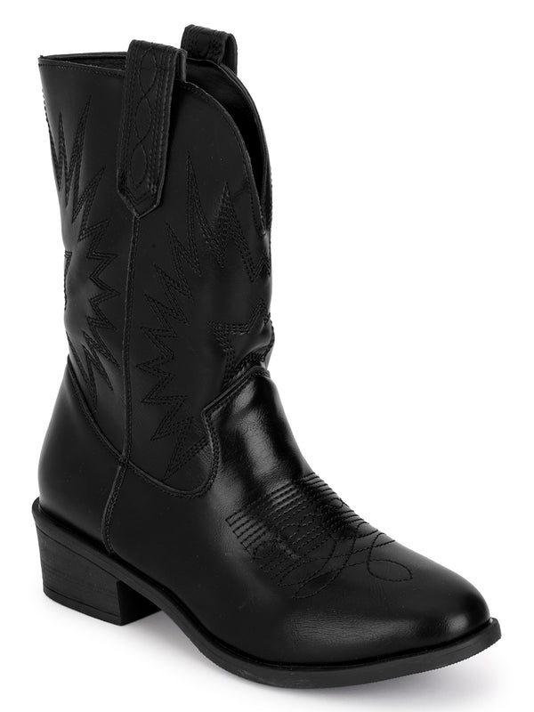 Black PU High-End-Fashion Stylish Ankle Boots (TC-RS3705-BLK)