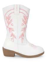 White Pink PU Long Boots For Kids-Girls (TC-RS3708-WHTPNK)