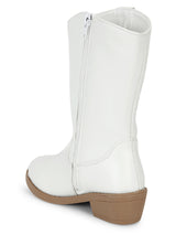 White PU Long Boots For Kids-Girls (TC-RS3708-WHT)