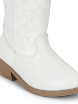 White PU Long Boots For Kids-Girls (TC-RS3708-WHT)