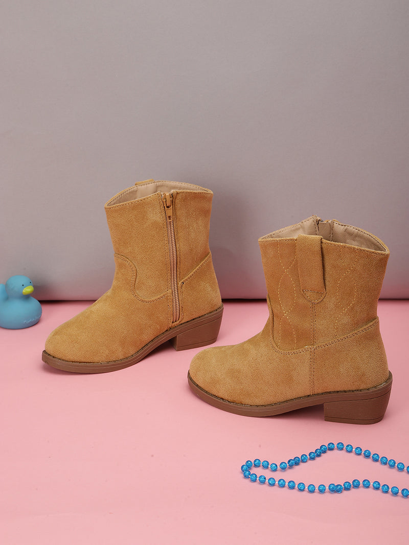 Beige Suede Ankle Boots For Kids-Girls (TC-RS3709-BEIGSUE)