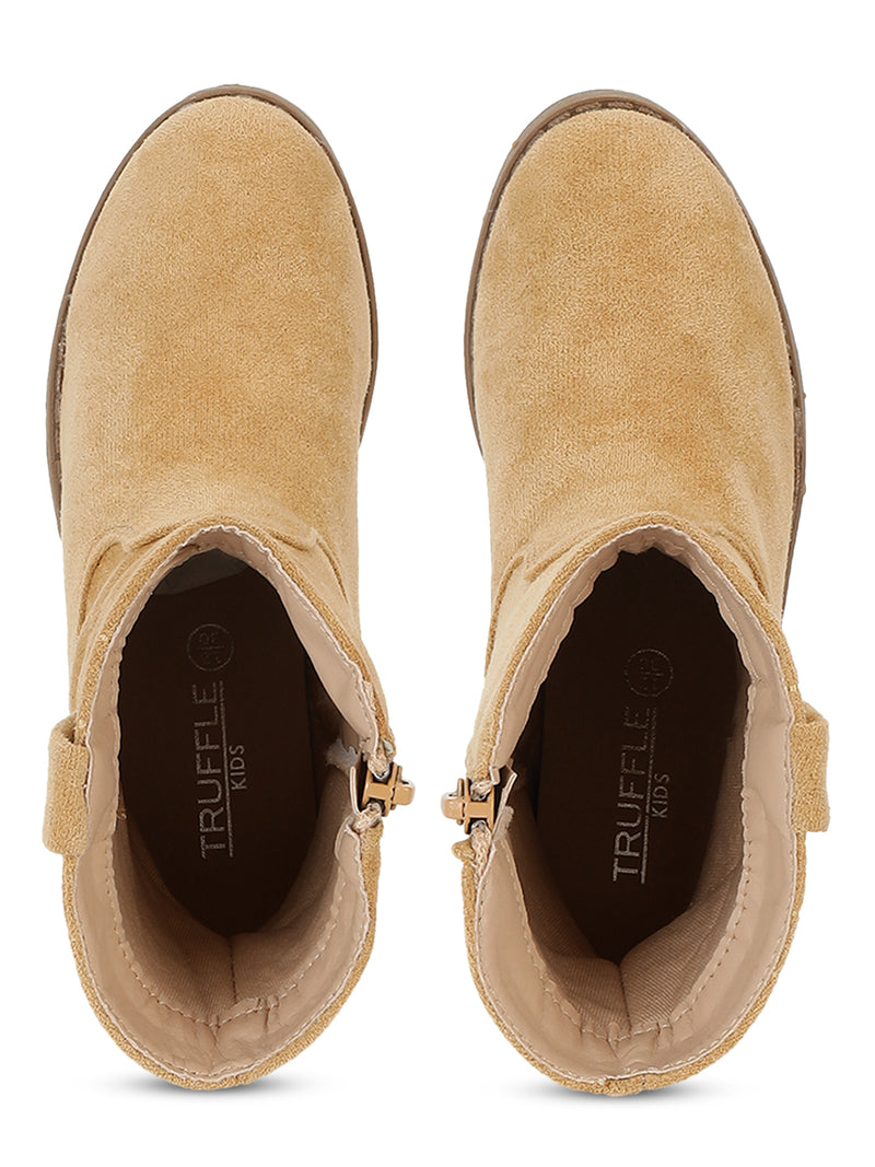 Beige Suede Ankle Boots For Kids-Girls (TC-RS3709-BEIGSUE)