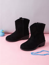 Black Suede Ankle Boots For Kids-Girls (TC-RS3709-BLKSUE)