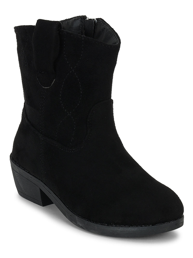 Black Suede Ankle Boots For Kids-Girls (TC-RS3709-BLKSUE)