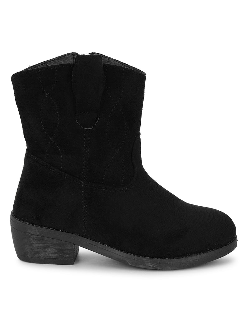 Black Suede Ankle Boots For Kids-Girls (TC-RS3709-BLKSUE)