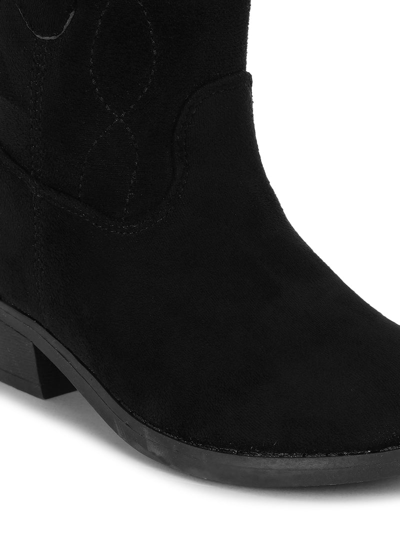 Black Suede Ankle Boots For Kids-Girls (TC-RS3709-BLKSUE)