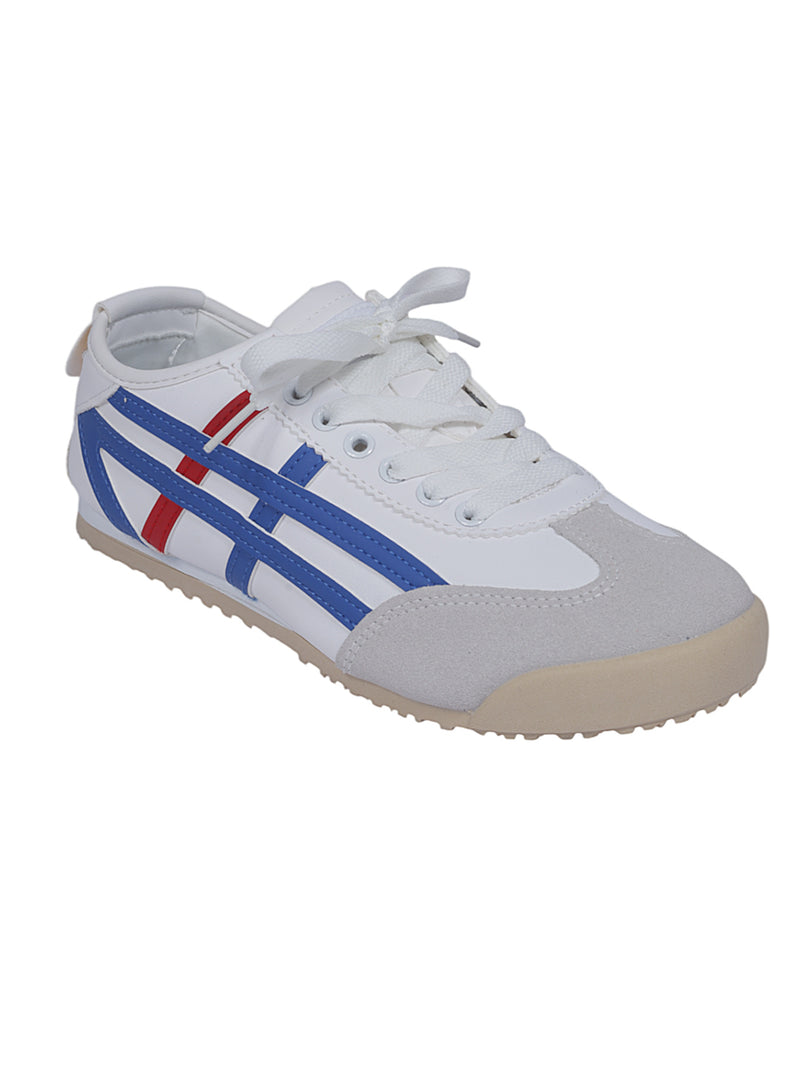 White Navy PU Stylish Lace-Up Sneakers (TC-RS3800-WHTNVY)