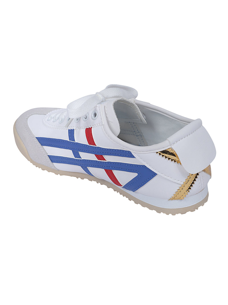 White Navy PU Stylish Lace-Up Sneakers (TC-RS3800-WHTNVY)
