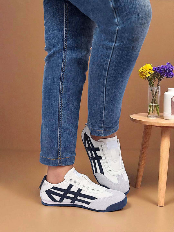 Beige Navy Canvas Stylish Slip-On Sneakers (TC-RS3801-BEIGNVY)