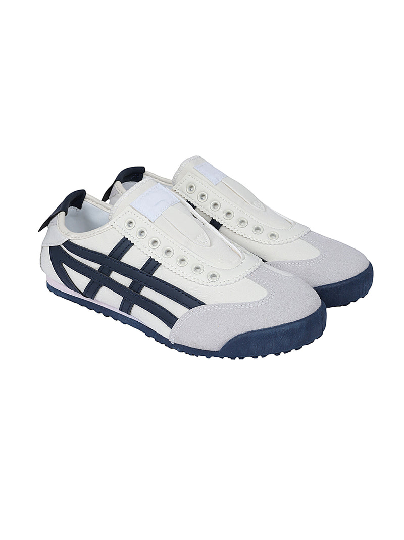 Beige Navy Canvas Stylish Slip-On Sneakers (TC-RS3801-BEIGNVY)