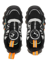 Black Mesh Rotating Button Sneakers For Kids-Unisex (TC-RS40001-BLK)