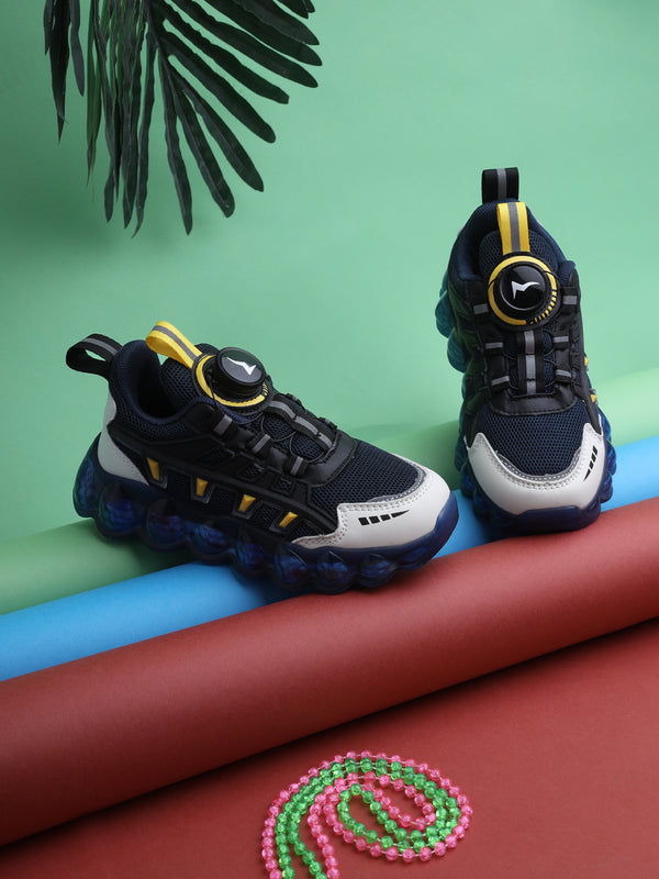 Blue Mesh Rotating Button Sneakers For Kids-Unisex (TC-RS40001-BLU)