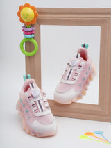 Pink Mesh Rotating Button Sneakers For Kids-Unisex (TC-RS40001-PNK)