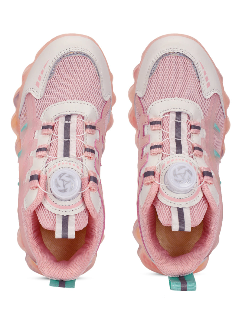 Pink Mesh Rotating Button Sneakers For Kids-Unisex (TC-RS40001-PNK)