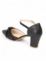 Black Synthetic Leather Buckle Block Heel Sandals (TC-RS4002-BLK)