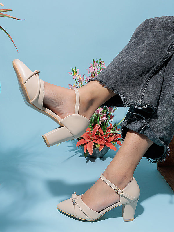 Nude Synthetic Leather Buckle Block Heel Sandals (TC-RS4002-NUD)