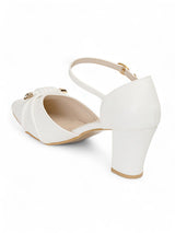 White Synthetic Leather Buckle Block Heel Sandals (TC-RS4002-WHT)