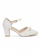 White Synthetic Leather Buckle Block Heel Sandals (TC-RS4002-WHT)