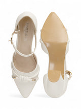 White Synthetic Leather Buckle Block Heel Sandals (TC-RS4002-WHT)