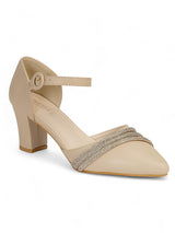 Nude Synthetic Leather Embellished Block Heel Sandals (TC-RS4003-NUD)