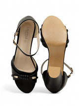 Black Synthetic Leather Buckle Block Heel Sandals (TC-RS4004-BLK)