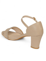 Nude Synthetic Leather Embellished Block Heel Sandals (TC-RS4005-NUD)