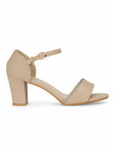 Nude Synthetic Leather Embellished Block Heel Sandals (TC-RS4005-NUD)
