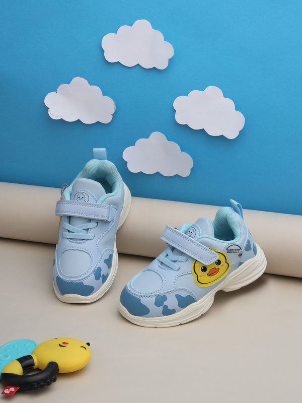 Blue PU Velcro Sneakers For Kids-Unisex (TC-RS4007-BLU)