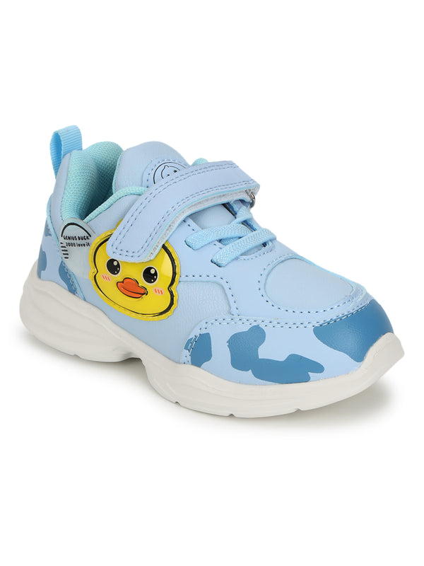Blue PU Velcro Sneakers For Kids-Unisex (TC-RS4007-BLU)